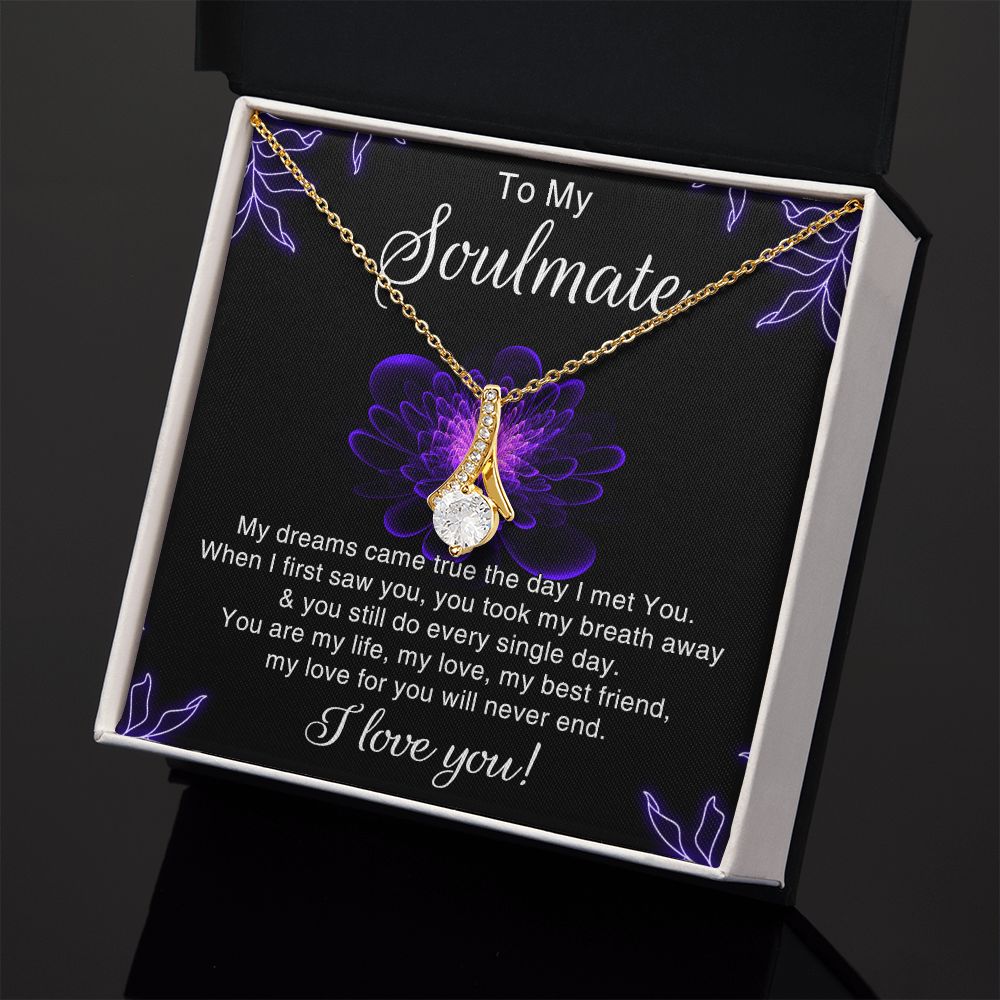 To My Soulmate Necklace for Women Birthday Christmas Jewelry Gifts For My Wife with Message Card Box Personalized Gift Present Pendant for Future Wife Soulmate Girlfriend Love 7 Alluring Beauty Necklace