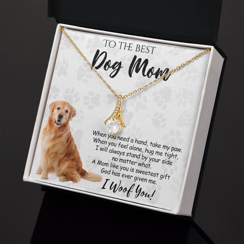 To The Best Golden Retriever Dog Mom Knot Necklace Mother's Day Gift , I Woof You Quote Gift Card, Message Card Jewelry For Dog Lovers, Necklace For Mom Alluring Beauty Necklace