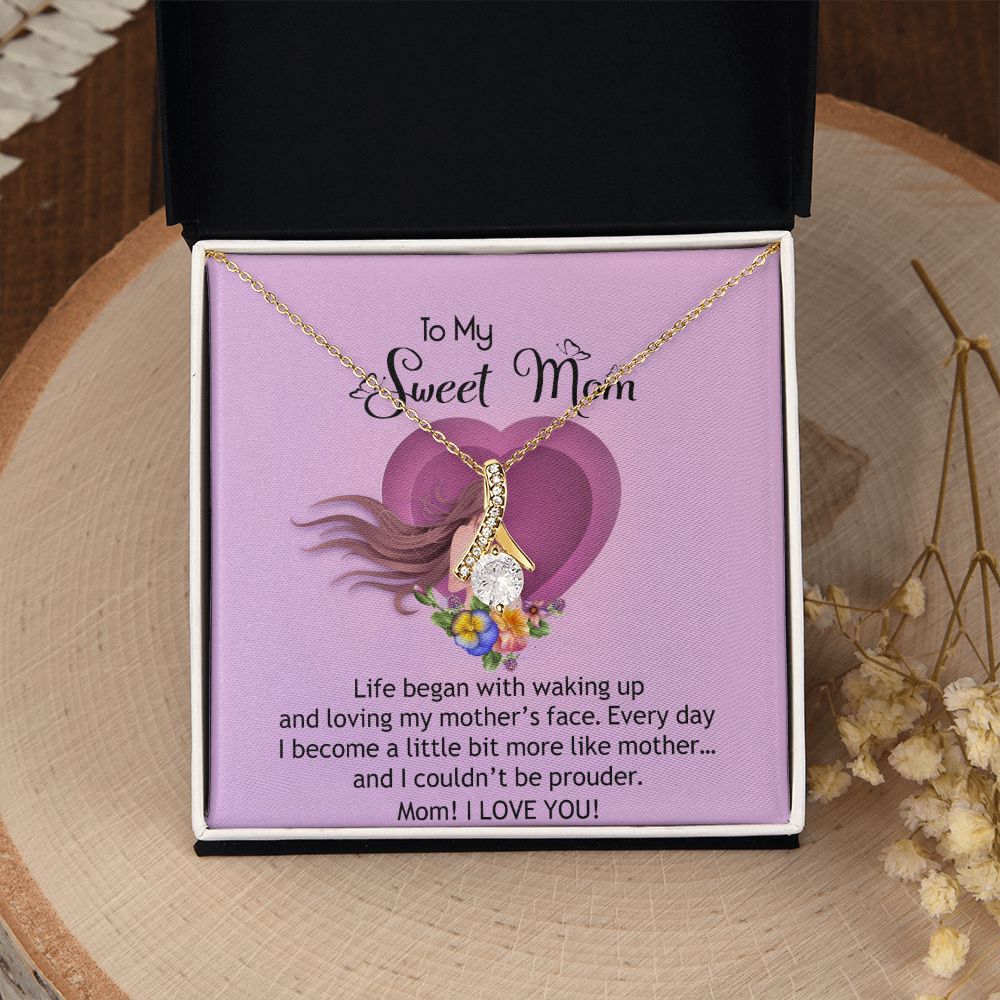To My Sweet Mom, Sweet Mom Necklace Pendant, Mothers Day Gifts, Gift For Sweet Mom, New Mom Gifts Alluring Beauty Necklace