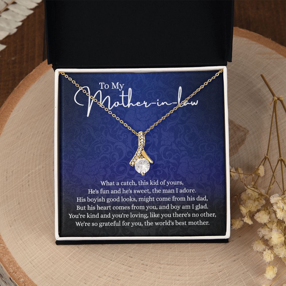 To My Mother in Law Necklace, Gift for Mother in Law Jewelry Box, Gift Card, Necklace for Mother in Law Jewelry Gift to My Mother-in-law on Wedding Day Mother's day gift for Mother in Law Alluring Beauty Necklace
