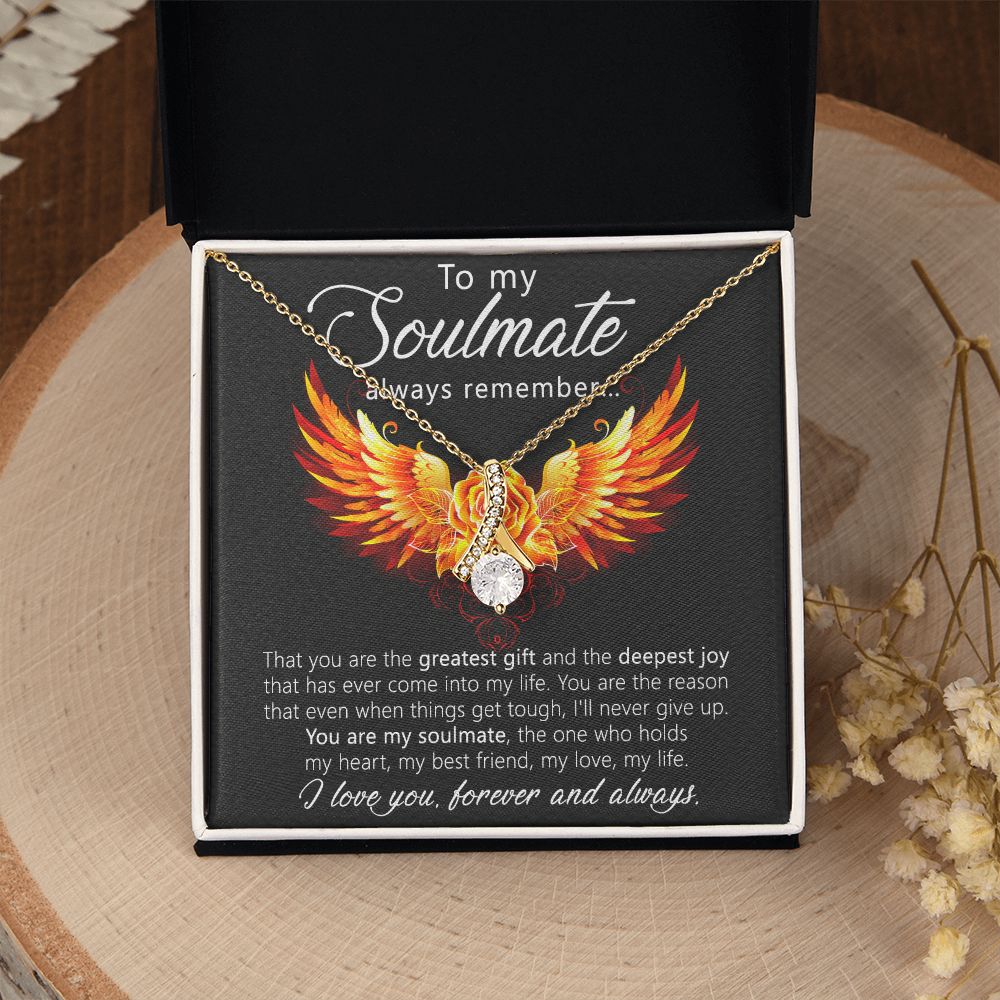 To My Soulmate Necklace for Women Birthday Christmas Jewelry Gifts For My Wife with Message Card Box Personalized Gift Present Pendant for Future Wife Soulmate Girlfriend Love 22 Alluring Beauty Necklace