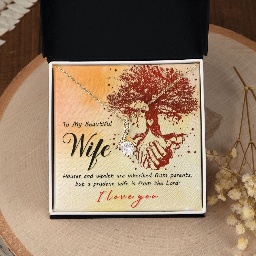 To My Beautiful Wife Necklace, Wedding Anniversary Jewelry For Women, Necklace For Wife from Husband, Gifts For Wife Birthday Gifts Necklace, Jewelry With Message Card In A Gift Box
