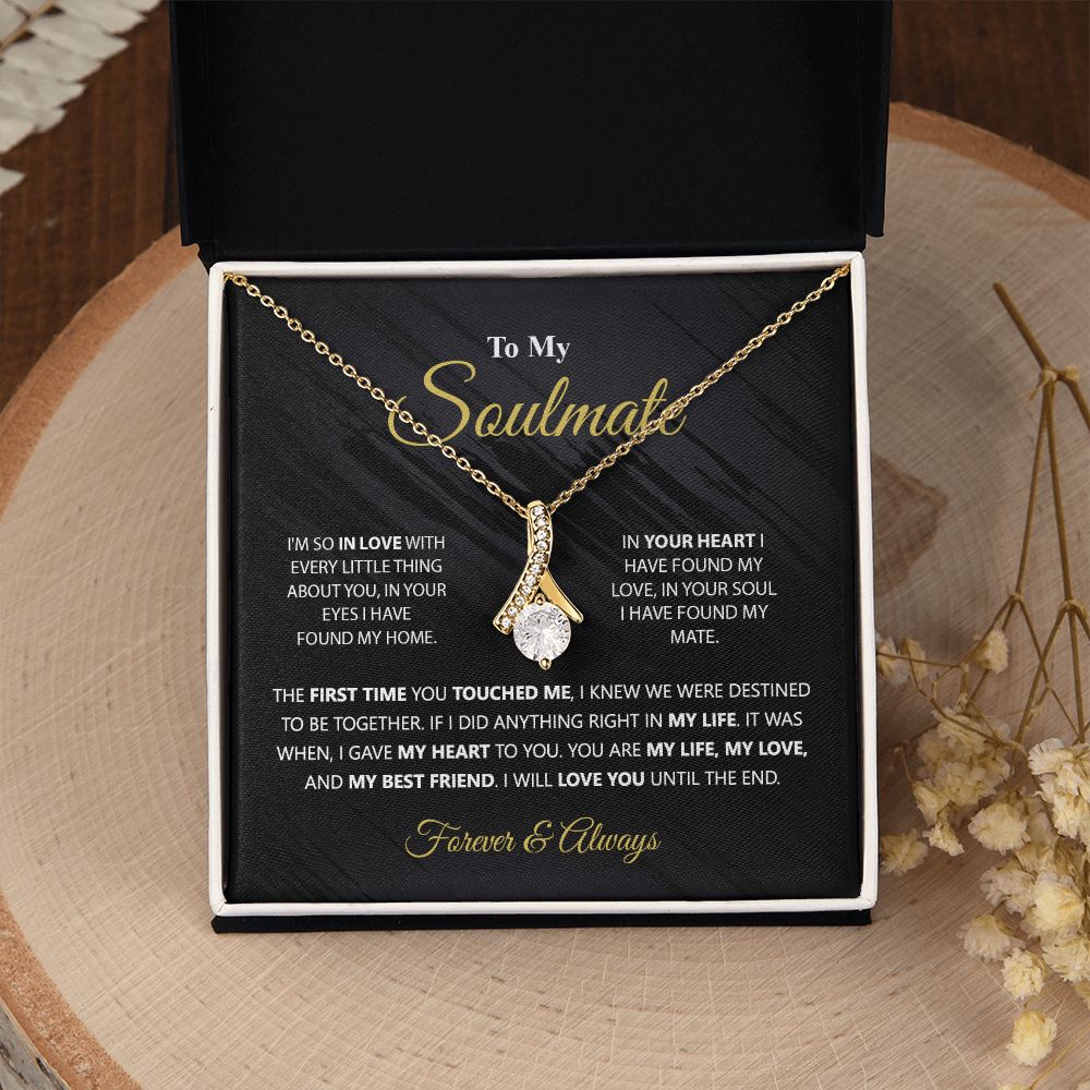 To My Soulmate Necklace for Women Birthday Christmas Jewelry Gifts For My Wife with Message Card Box Personalized Gift Present Pendant for Future Wife Soulmate Girlfriend Love 1 Alluring Beauty Necklace