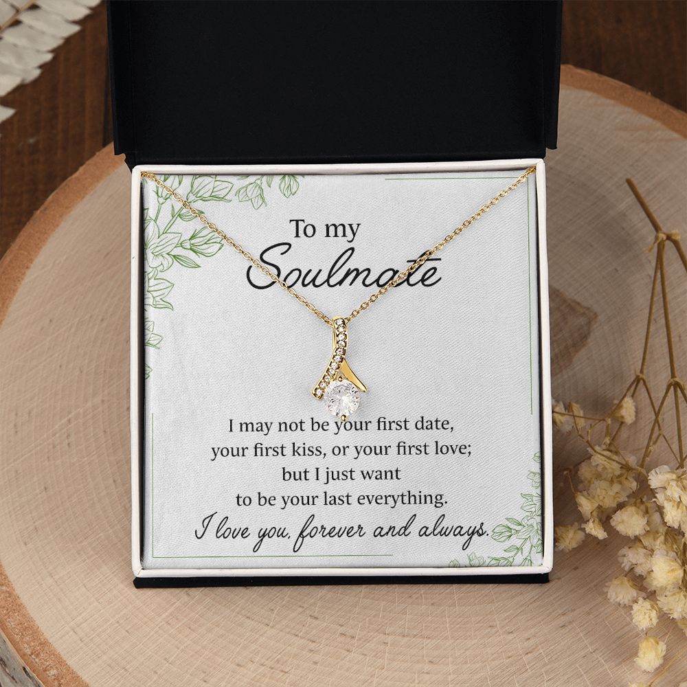 To My Soulmate Necklace for Women Birthday Christmas Jewelry Gifts For My Wife with Message Card Box Personalized Gift Present Pendant for Future Wife Soulmate Girlfriend Love 25 Alluring Beauty Necklace