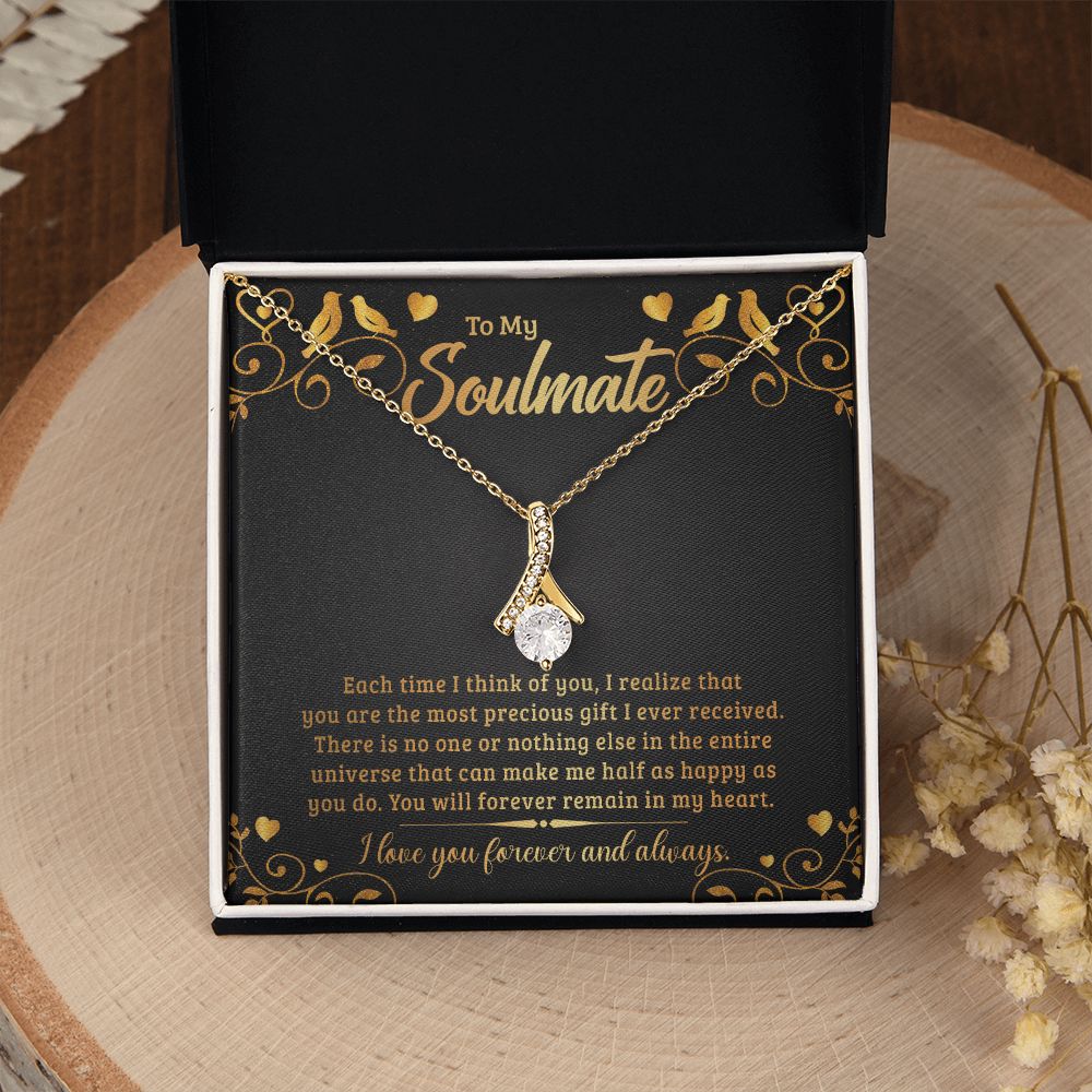 To My Soulmate Necklace for Women Birthday Christmas Jewelry Gifts For My Wife with Message Card Box Personalized Gift Present Pendant for Future Wife Soulmate Girlfriend Love 19 Alluring Beauty Necklace