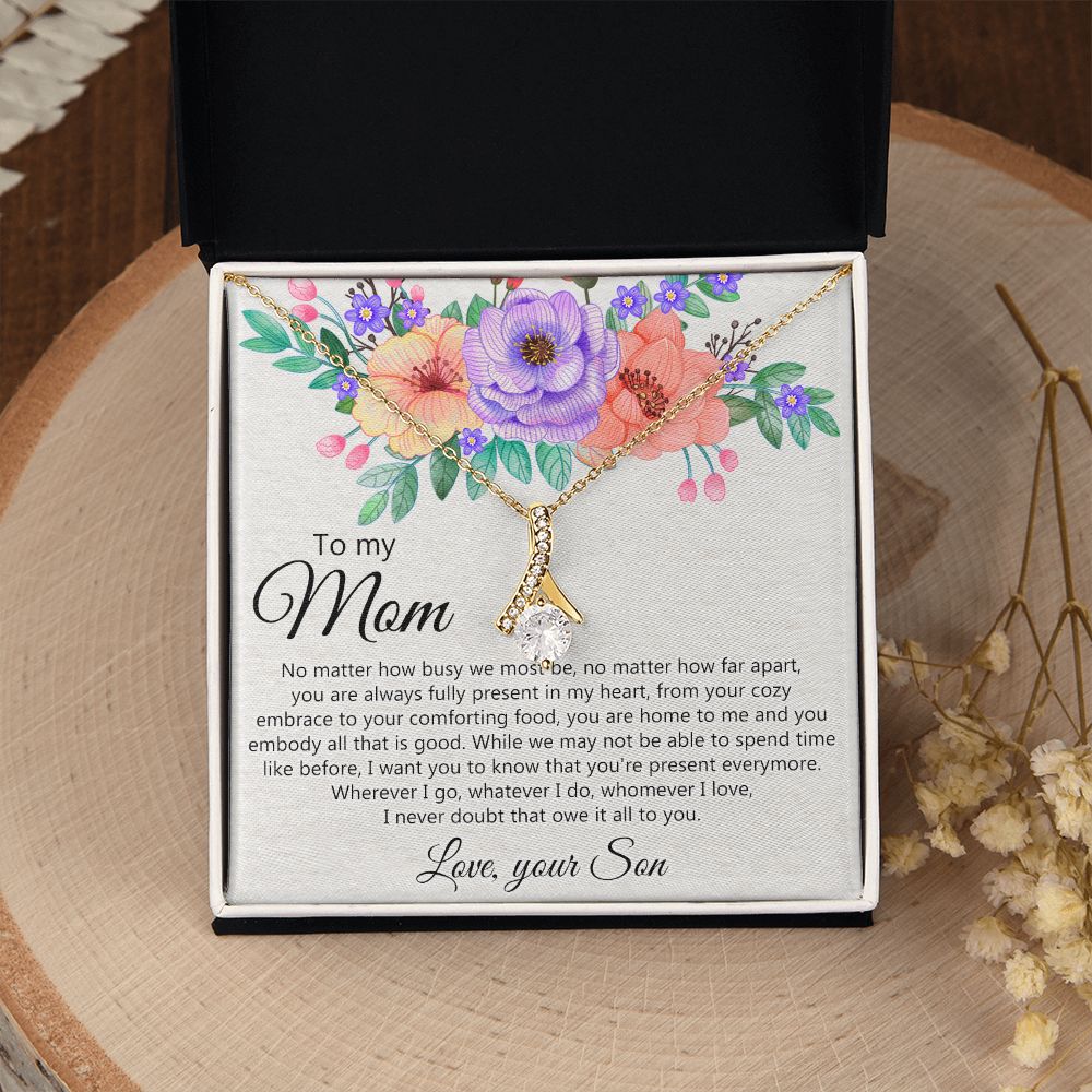 To my Mom Love Your Son Necklace, Meaningful Gift for Mom Necklace Jewelry for Women, Gift for Mom from Son, Son to Mom Jewelry Box, Mom Gift on Mother's Day Birthday Holiday Present Alluring Beauty Necklace