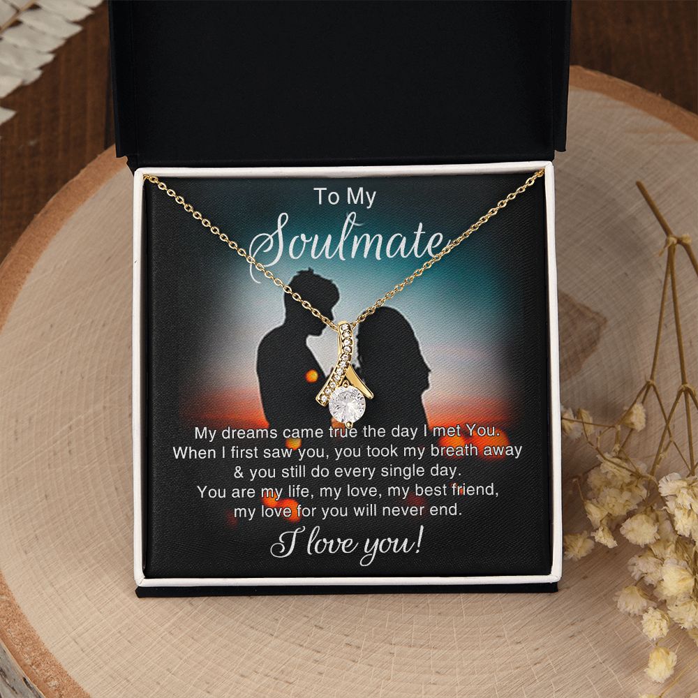 To My Soulmate Necklace for Women Birthday Christmas Jewelry Gifts For My Wife with Message Card Box Personalized Gift Present Pendant for Future Wife Soulmate Girlfriend Love 4 Alluring Beauty Necklace
