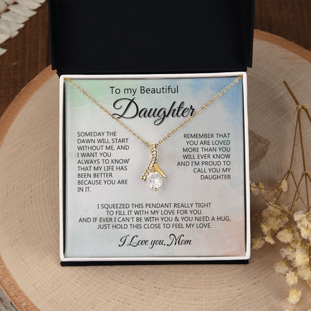 Jewelry Pendant Present for Daughter, To My Daughter Gift Necklace from Mom, Mother Daughter Gift Ideas, Birthday Christmas Gift Graduation Gifts for Daughters, Mother and Daughter Necklace 14 Alluring Beauty Necklace