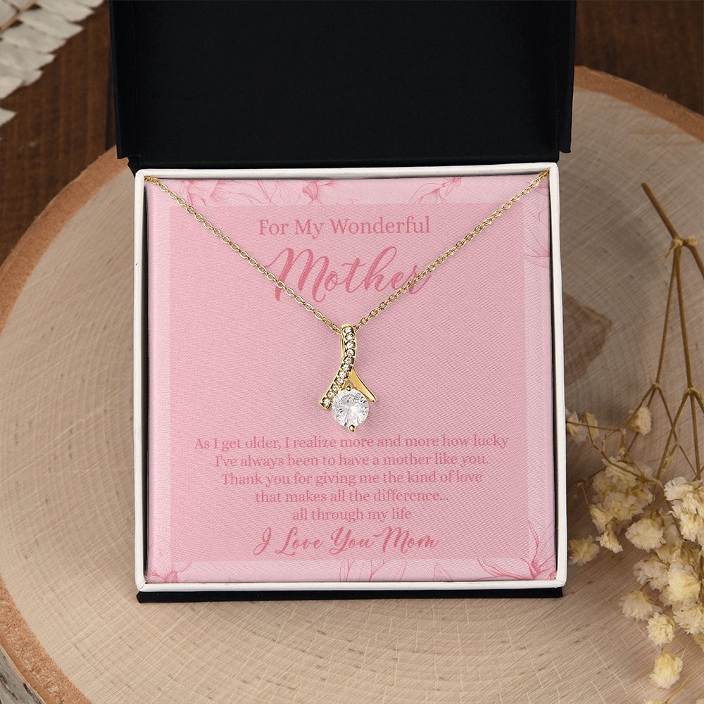 To My Wonderful Mother Necklace Message Card, Gift Box for Mom Birthday Gift From Daughter Mothers Day Necklace for Mom Gift From Daughter Mom Gifts For Wedding Mom Thank You Gift For Mom Alluring Beauty Necklace