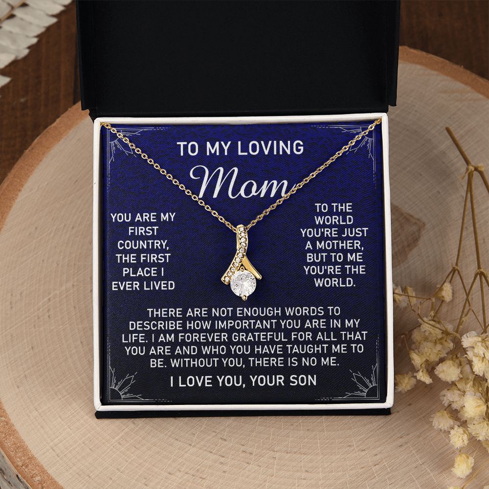 To My Loving Mom Necklace, Gift for Mom from Son, Mother's Day Jewelry Gift, Necklace for Mom Birthday Anniversary Mother's Day Jewelry Gift, To My Mom Necklace from Son Alluring Beauty Necklace