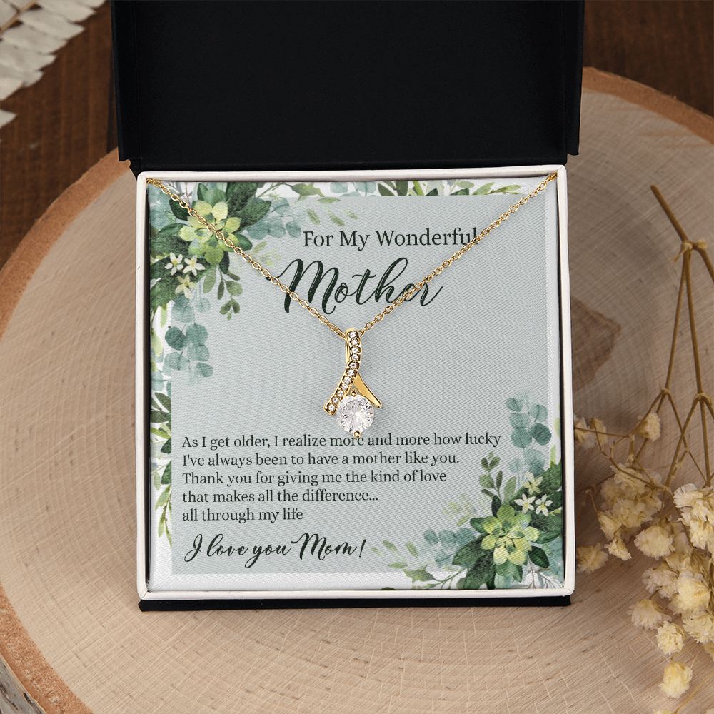 To My Wonderful Mother Necklace Message Card, Gift Box for Mom Birthday Gift From Daughter Mothers Day Necklace for Mom Gift From Daughter Mom Gifts For Mom Thank You Gift For Mom Alluring Beauty Necklace