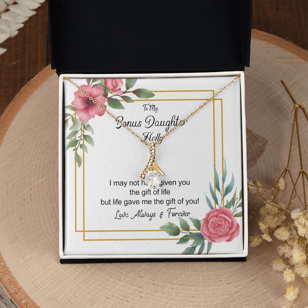 Bonus Daughter Gifts From Stepdad, Step Daughter Gifts From Stepmom, Stepdaughter Gifts From Stepdad, Father Stepdaughter Necklace, To My Bonus Daughter Necklaces, Christmas Gifts For Bonus6 Alluring Beauty Necklace