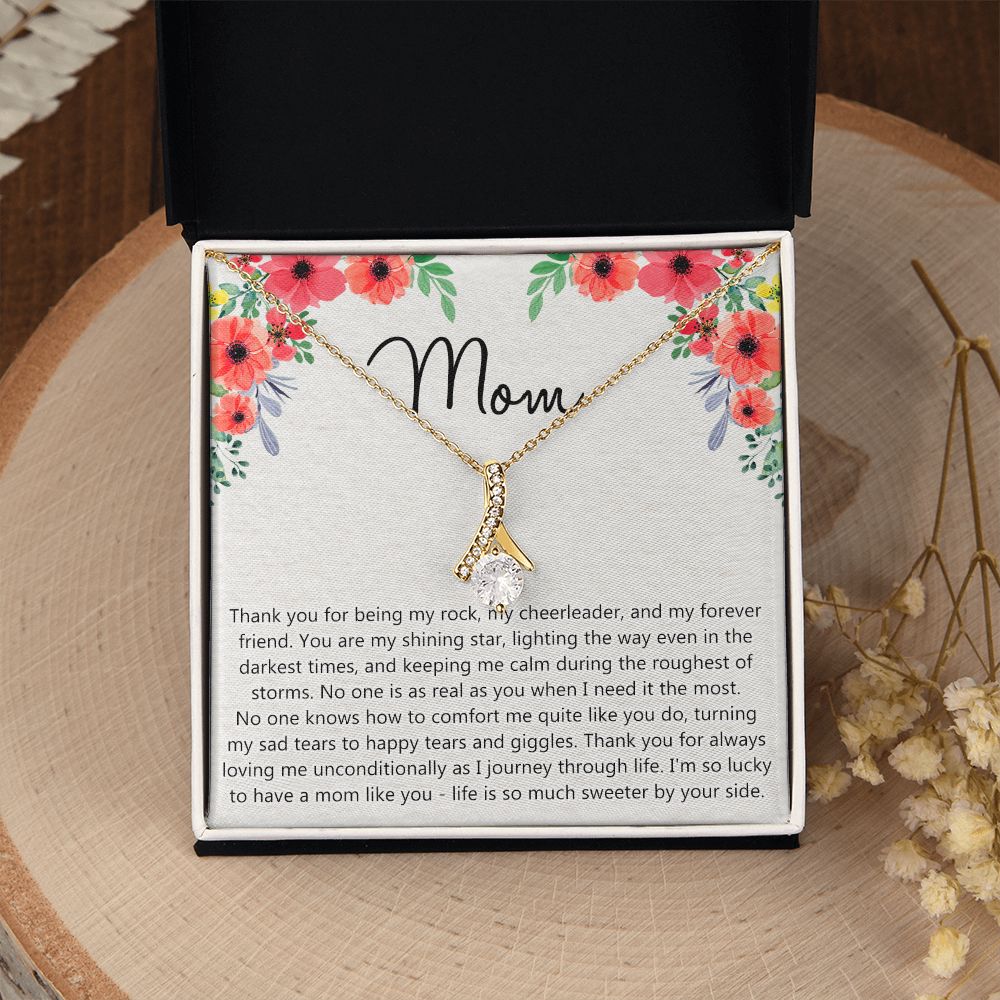To My Mom Gift Necklace for Mother Daughter Jewelry, Thank You Mom Gift, Gift for Mom from Daughter to Mother Necklace Pendant Jewelry Box for Mom on Mother's Day Birthday Alluring Beauty Necklace