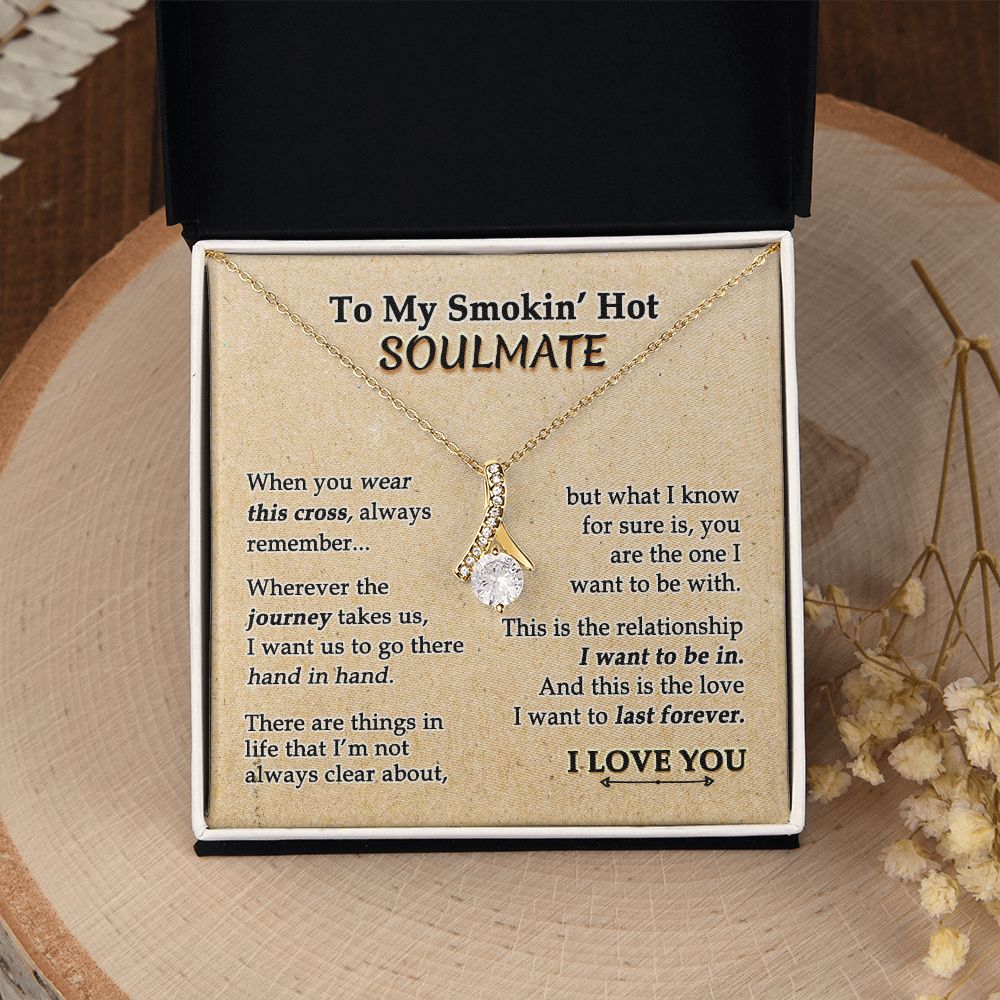 To My Soulmate Necklace for Women Birthday Valentines Day Jewelry Gifts For My Wife with Message Card Box Personalized Gift Present Pendant for Future Wife Soulmate Girlfriend Love 9 Alluring Beauty Necklace