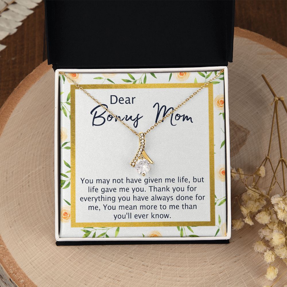 Bonus Mom Gifts, To My Bonus Mom Necklace, Bonus Mom Jewelry, Necklace for Bonus Mom, Step Daughter To Stepmother Necklace, Step Mom Necklace for Women Step Mom Mothers Day Jewelry Alluring Beauty Necklace