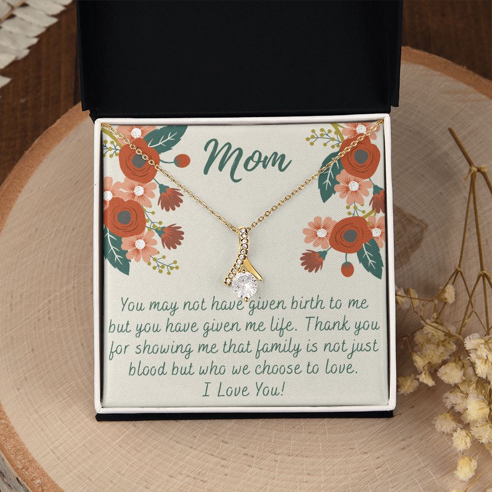 To My Mom Love Knot Necklace Gift for Stepmom Birthday Present Idea for Mother Alluring Beauty Necklace