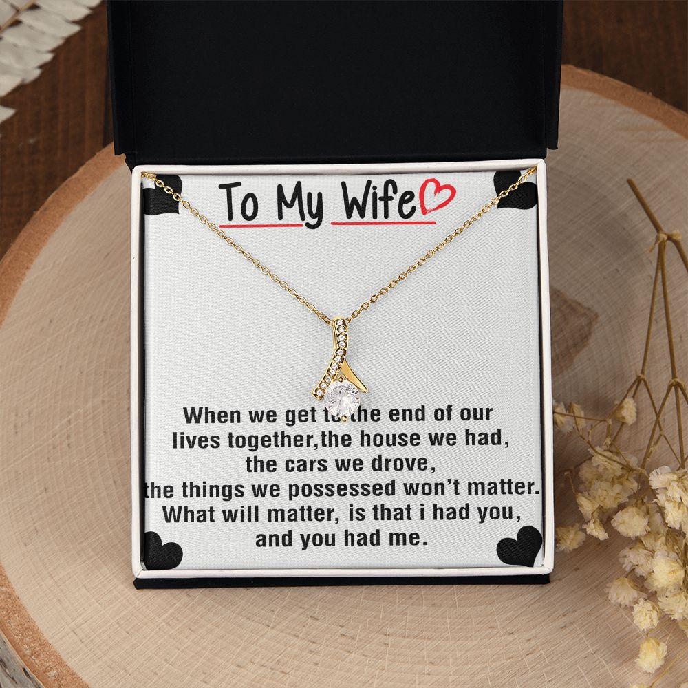 To My Wife Necklace from Husband, Personalized Necklace for Women, Luxury Necklace for Wife from Man Men, Wedding Anniversary Present For Wife, Beautiful Wife Jewelry Christmas Birthday Gift For Wife25 Alluring Beauty Necklace