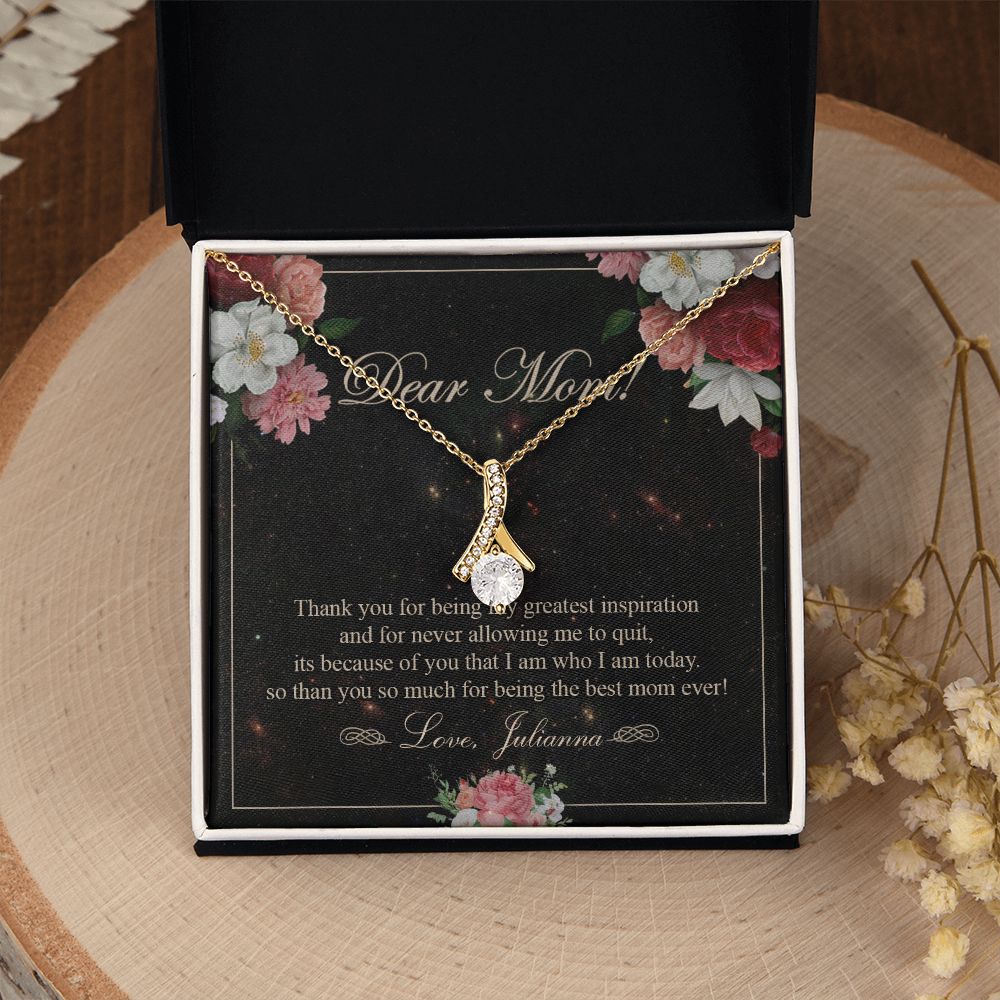 To My Mom Necklace, Gift For Mom On Mother's Day Thank You Mom Gifts From Kids Mom Julianna Alluring Beauty Necklace