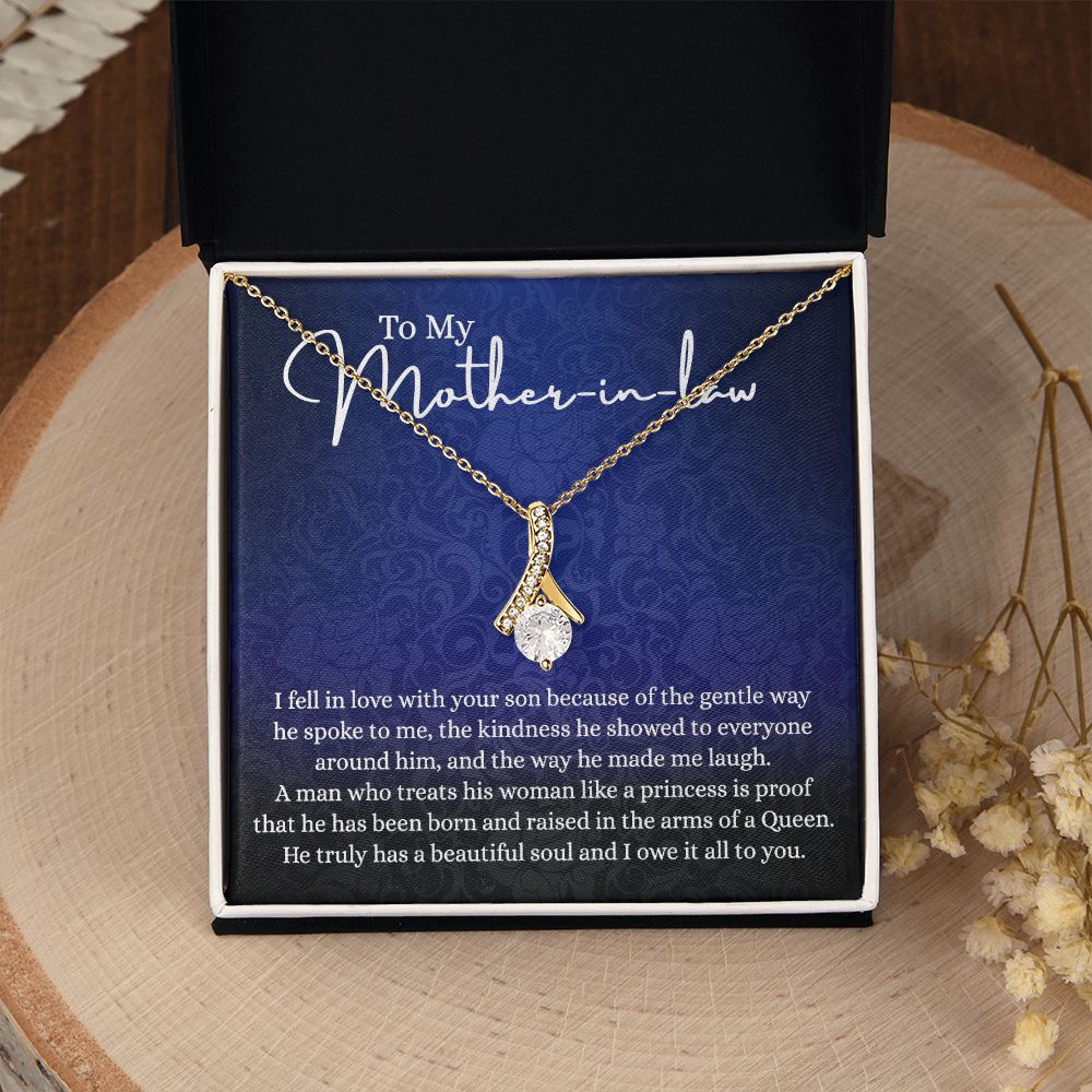 To My Mother in Law Necklace, Mother in Law Jewelry Box, Gift Card, Necklace for Mother in Law Jewelry Gift to My Mother-in-law on Wedding Day Mother's day gift for Mother in Law Alluring Beauty Necklace
