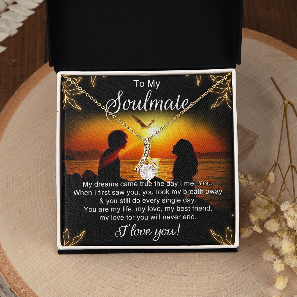 To My Soulmate Necklace for Women Birthday Christmas Jewelry Gifts For My Wife with Message Card Box Personalized Gift Present Pendant for Future Wife Soulmate Girlfriend Love 6 Alluring Beauty Necklace