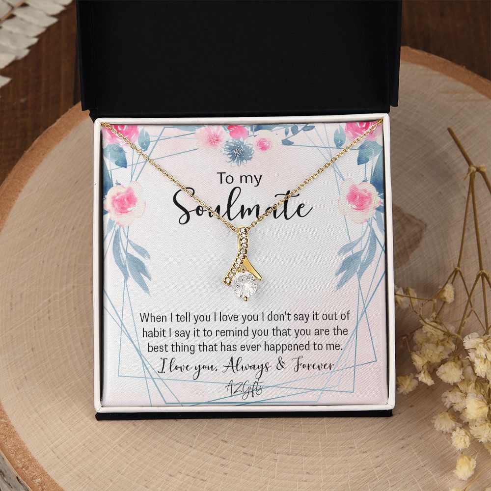 To My Soulmate Necklace for Women Birthday Christmas Jewelry Gifts For My Wife with Message Card Box Personalized Gift Present Pendant for Future Wife Soulmate Girlfriend Love Alluring Beauty Necklace