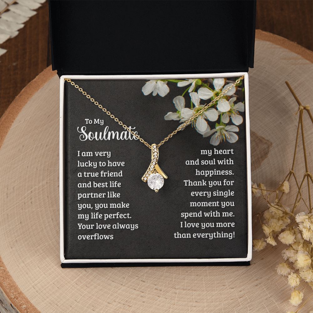 To My Soulmate Necklace for Women Birthday Christmas Jewelry Gifts For My Wife with Message Card Box Personalized Gift Present Pendant for Future Wife Soulmate Girlfriend Love 18 Alluring Beauty Necklace