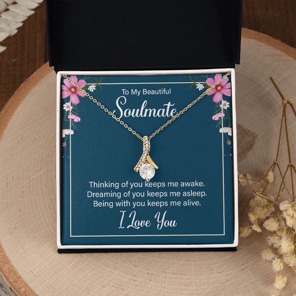 To My Soulmate Necklace for Women Birthday Christmas Jewelry Gifts For My Wife with Message Card Box Personalized Gift Present Pendant for Future Wife Soulmate Girlfriend Love 13 Alluring Beauty Necklace