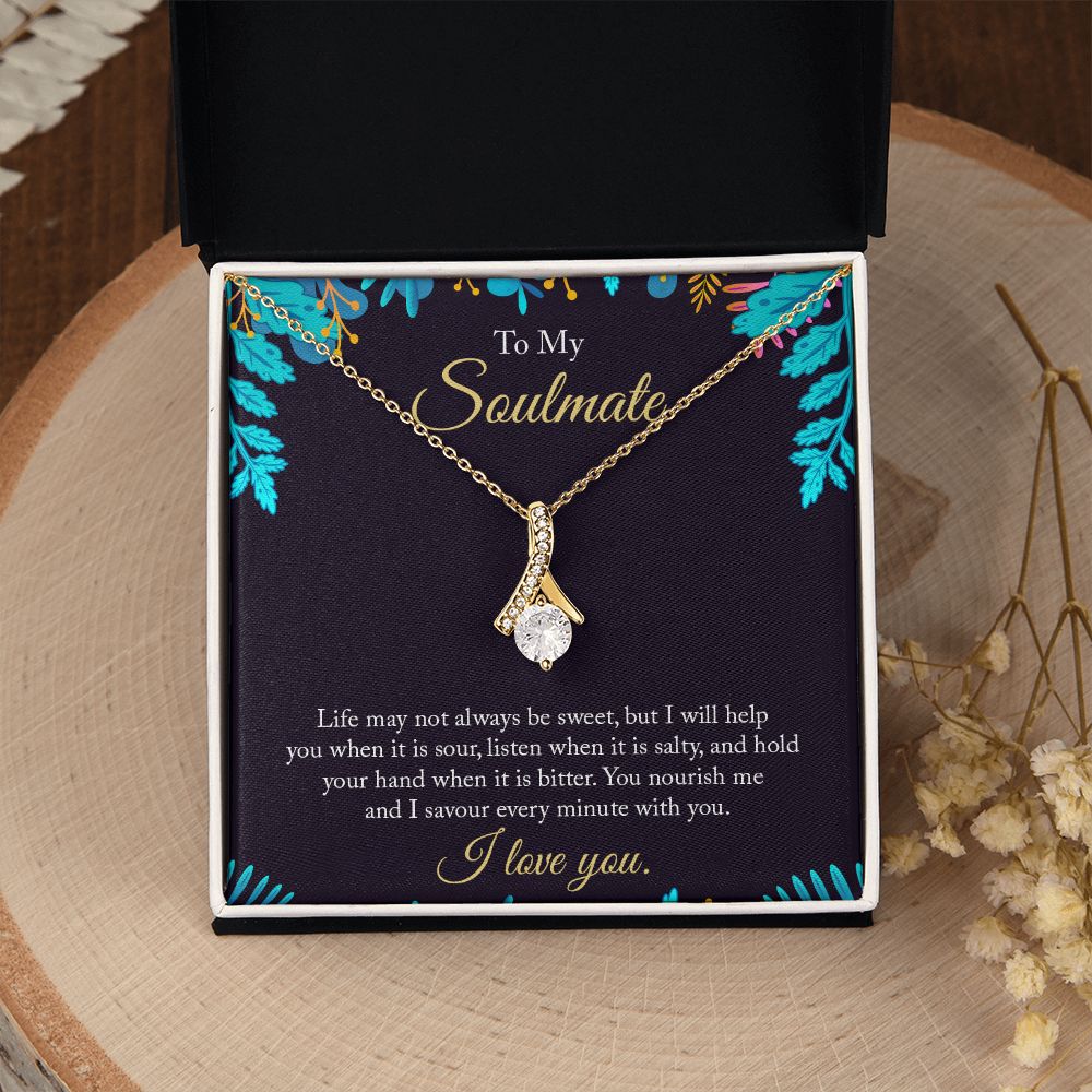To My Soulmate Necklace for Women Birthday Christmas Jewelry Gifts For My Wife with Message Card Box Personalized Gift Present Pendant for Future Wife Soulmate Girlfriend Love 16 Alluring Beauty Necklace