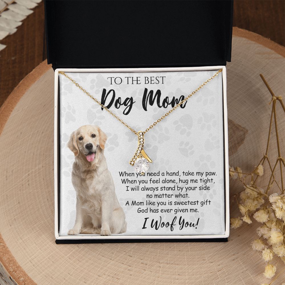 To The Best Golden Retriever Dog Mom Knot Necklace Mother's Day Gift , I Woof You Gift Card, Message Card Jewelry For Dog Lovers, Necklace For Mom Alluring Beauty Necklace