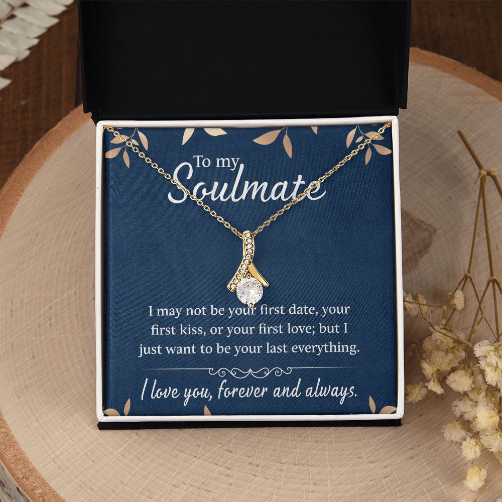 To My Soulmate Necklace for Women Birthday Christmas Jewelry Gifts For My Wife with Message Card Box Personalized Gift Present Pendant for Future Wife Soulmate Girlfriend Love 21 Alluring Beauty Necklace