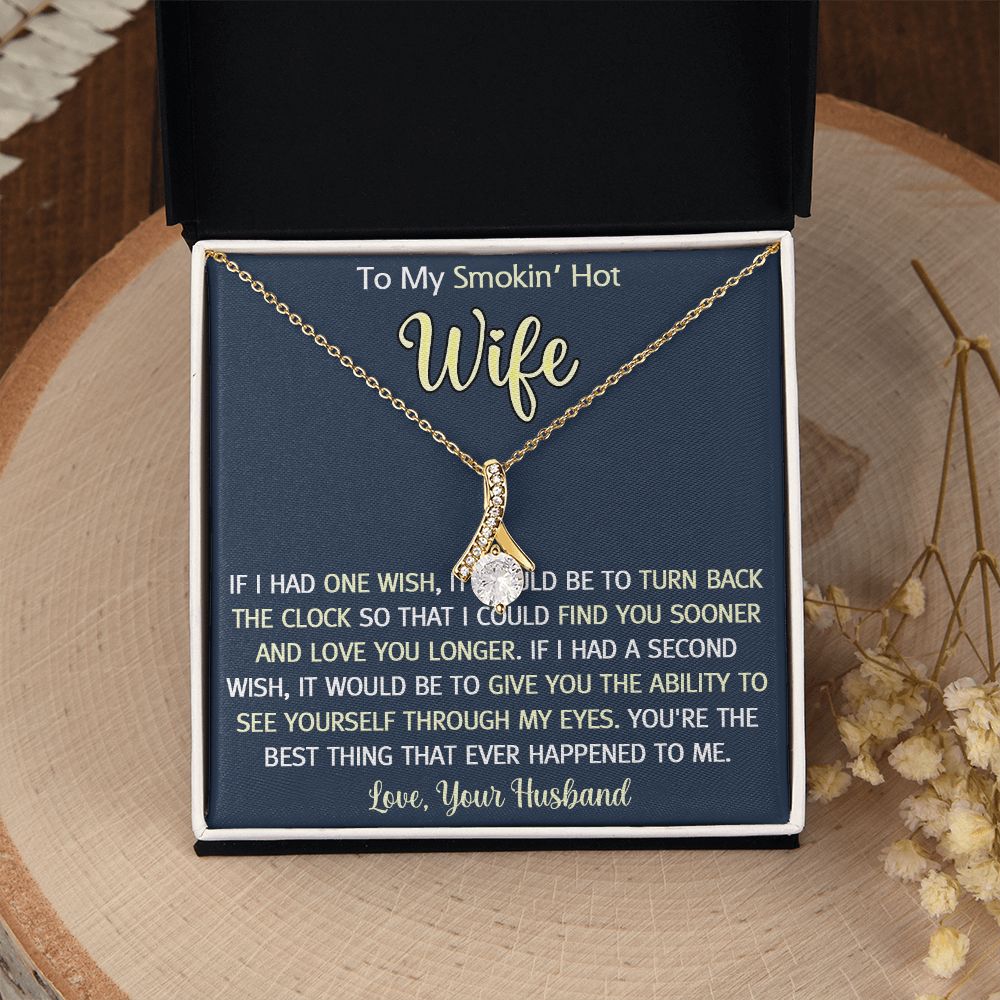 To My Smokin Hot Wife Necklace, Wedding Anniversary Jewelry For Women, Necklace For Wife from Husband, Gifts For Wife Birthday Gifts Necklace, Jewelry With Message Card In A Gift Box3 Alluring Beauty Necklace