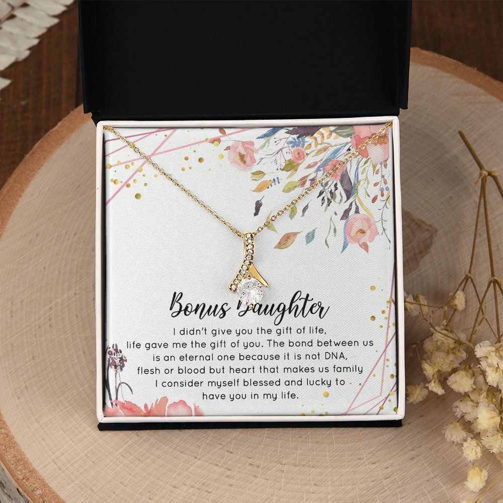 Bonus Daughter Gifts From Stepdad, Step Daughter Gifts From Stepmom, Stepdaughter Gifts From Stepdad, Father Stepdaughter Necklace, To My Bonus Daughter Necklaces, Christmas Gifts For Bonus2 Alluring Beauty Necklace