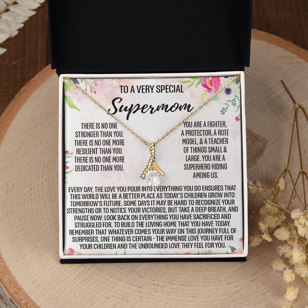 To Supermom Mom Necklace Gift for Single Mother Necklace Holiday, Christmas, Birthday Present for Single Mother, Super Mom, Mother's Day Gift Mom Jewelry for Women 301 Alluring Beauty Necklace