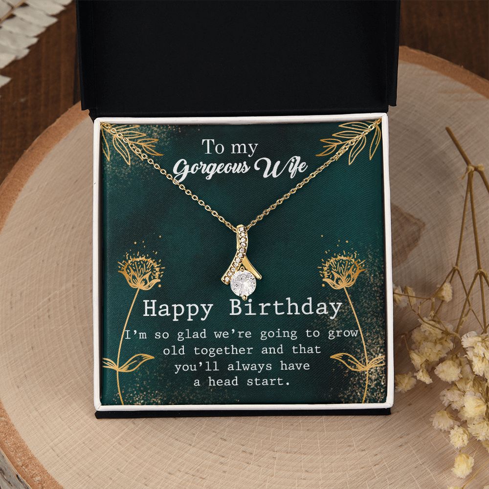 To My Gorgeous Wife Necklace Pendant Gift From Husbnd Habby Birthday A Head Start With Message Card and Gift Box. Valentine's Day Gift For Wife Future Wife Alluring Beauty Necklace