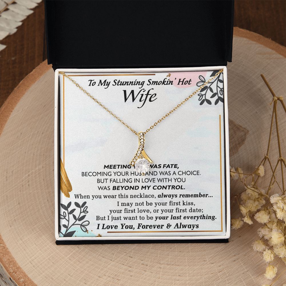 To My Smokin Hot Wife Necklace, Wedding Anniversary Jewelry For Women, Necklace For Wife from Husband, Gifts For Wife Birthday Gifts Necklace, Jewelry With Message Card In A Gift Box Alluring Beauty Necklace