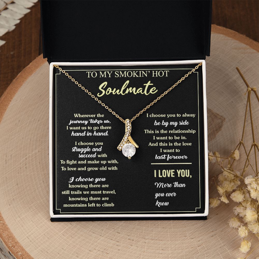 To My Soulmate Necklace for Women Birthday Valentines Day Jewelry Gifts For My Wife with Message Card Box Personalized Gift Present Pendant for Future Wife Soulmate Girlfriend Love 7 Alluring Beauty Necklace