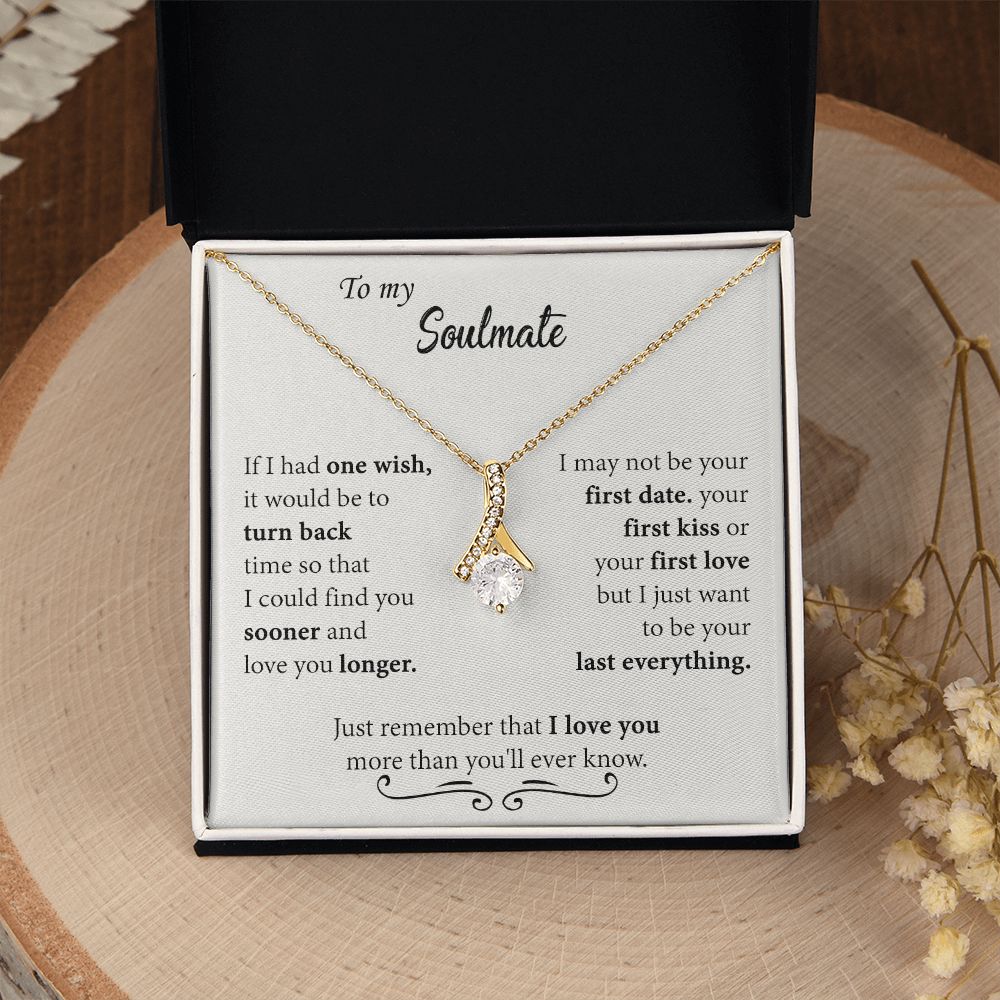 To My Soulmate Necklace for Women Birthday Christmas Jewelry Gifts For My Wife with Message Card Box Personalized Gift Present Pendant for Future Wife Soulmate Girlfriend Love 24 Alluring Beauty Necklace