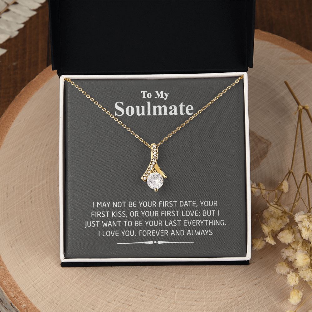 To My Soulmate Necklace for Women Birthday Valentines Day Jewelry Gifts For My Wife with Message Card Box Personalized Gift Present Pendant for Future Wife Soulmate Girlfriend Love 2 Alluring Beauty Necklace