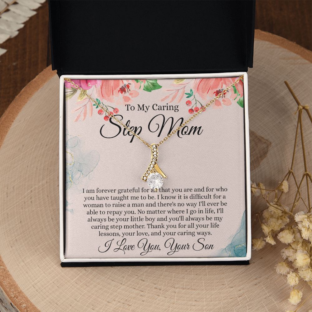 To My Step Mom Gift, Step Mom Necklace, Step Mom Gift From Son, Step Mom Mother's Day Gift From Step Son, Step Mom Birthday Gift, Step Mom Gift Necklace from Step Son Alluring Beauty Necklace