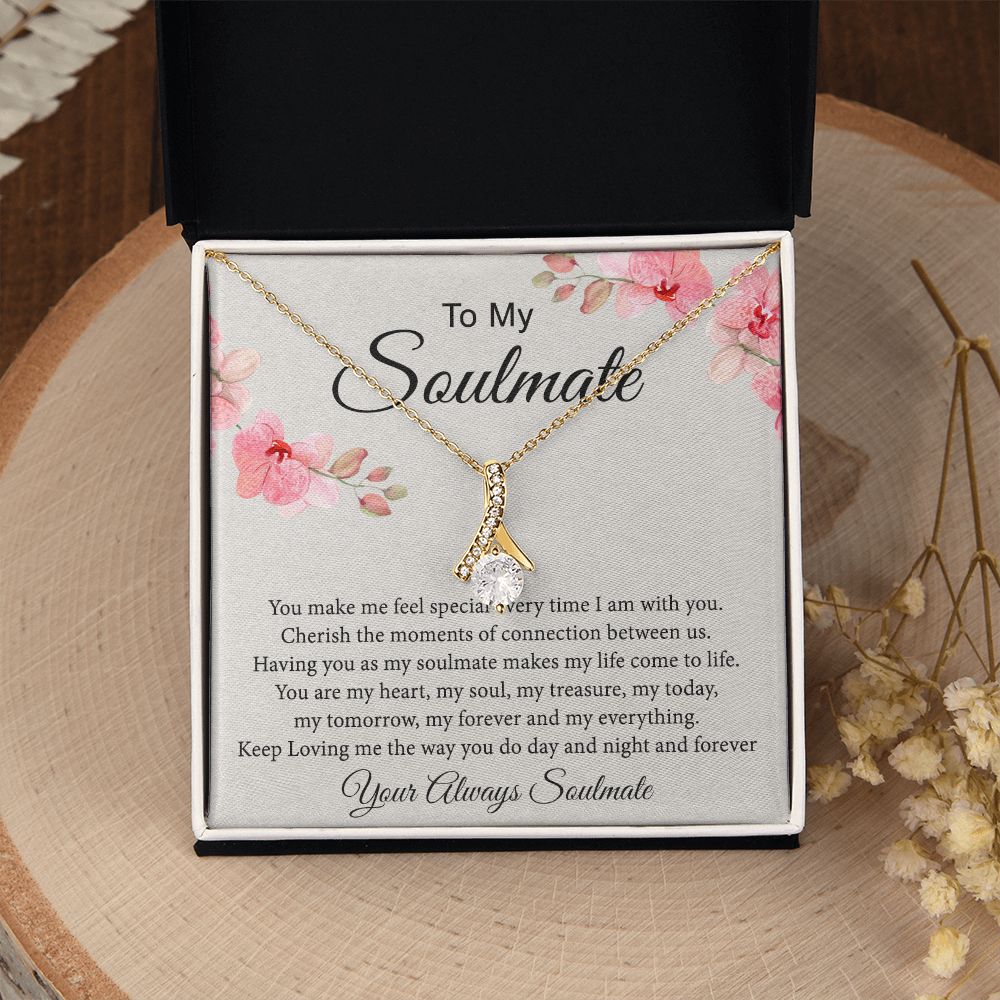 To My Soulmate Necklace for Women Birthday Christmas Jewelry Gifts For My Wife with Message Card Box Personalized Gift Present Pendant for Future Wife Soulmate Girlfriend Love 27 Alluring Beauty Necklace