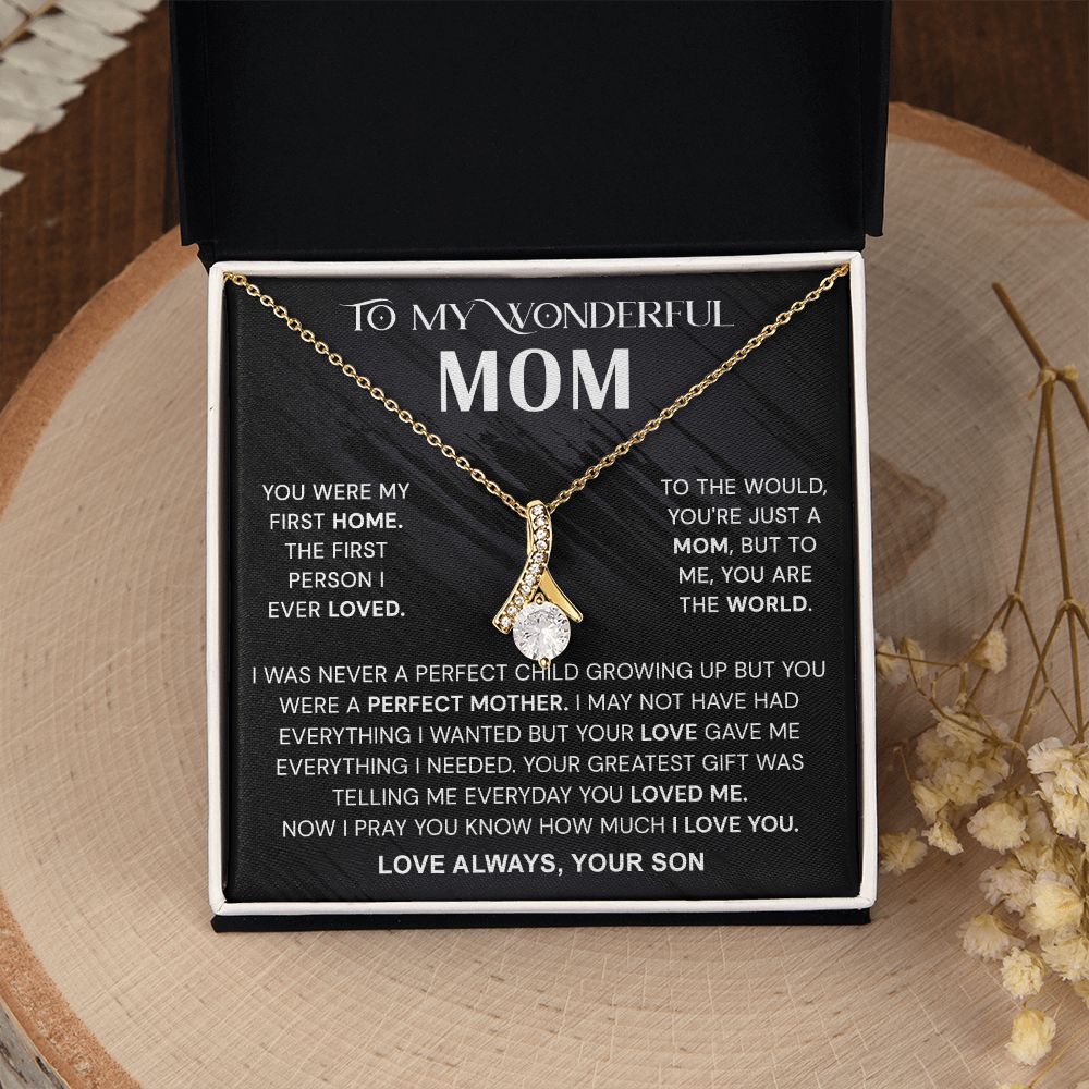 To My Wonderful Mom Necklace, Mom From Son Gift, Gift for Mother's Day From Son, Gift for Mom, Mother Gift from Son Necklace, Son to Mom Gifts, Mom gifts, Mothers Day Gift From Son Alluring Beauty Necklace