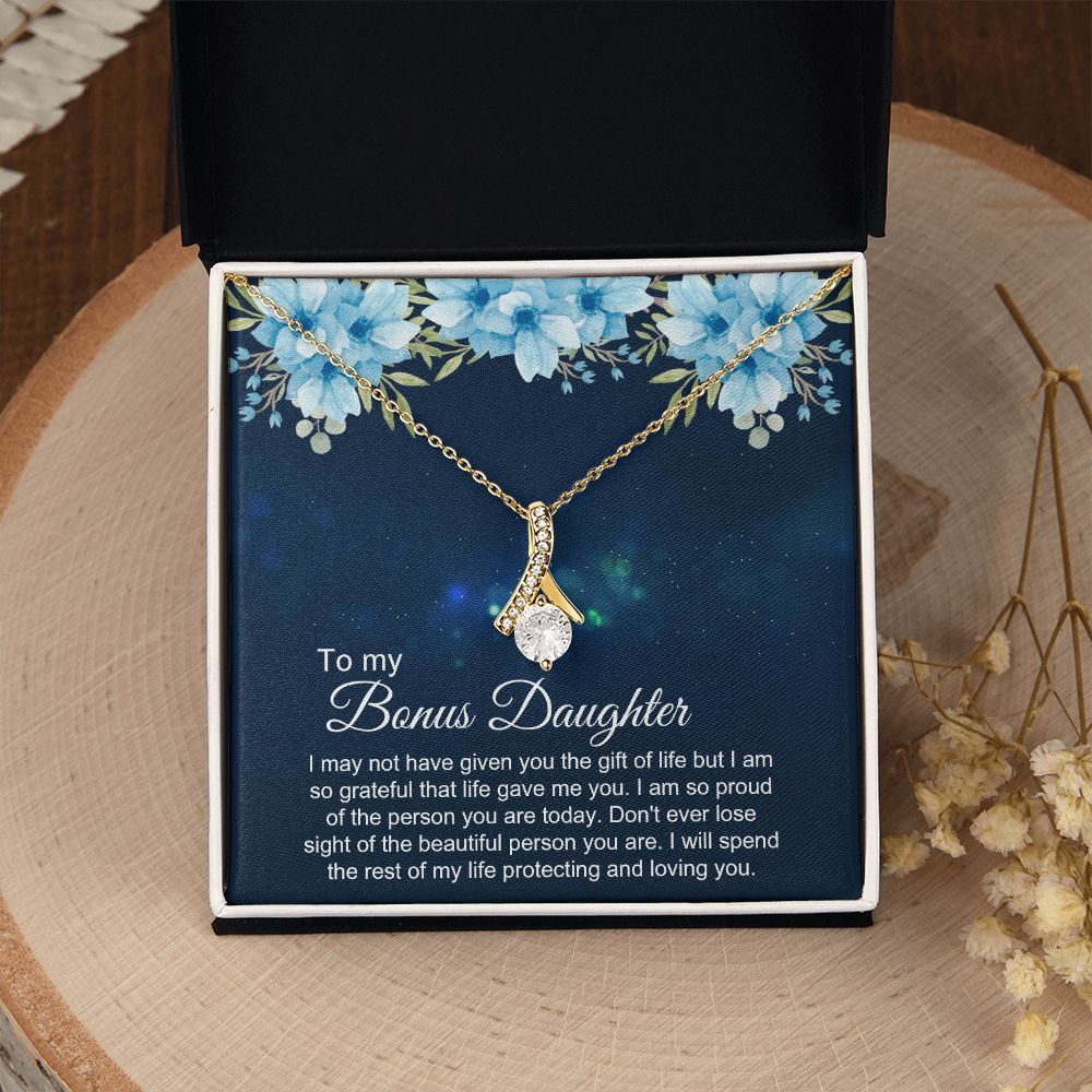Bonus Daughter Gifts From Stepdad, Step Daughter Gifts From Stepmom, Stepdaughter Gifts From Stepdad, Father Stepdaughter Necklace, To My Bonus Daughter Necklaces, Christmas Gifts For Bonus4 Alluring Beauty Necklace