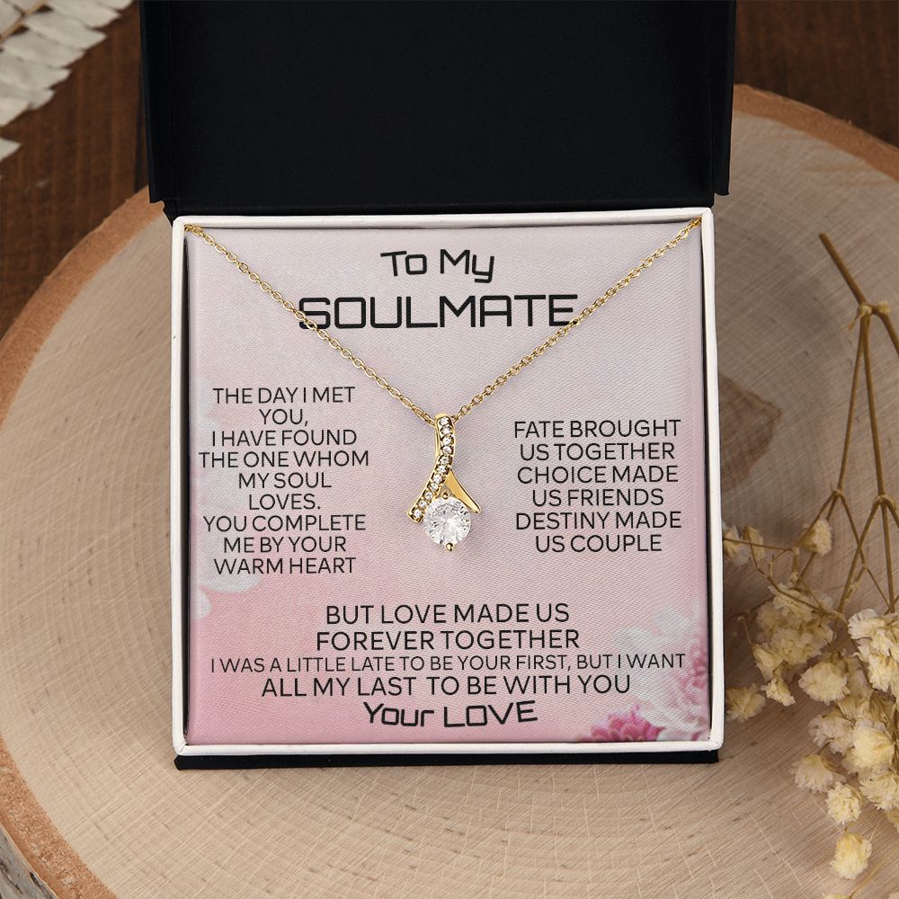 To My Soulmate Necklace for Women Birthday Christmas Jewelry Gifts For My Wife with Message Card Box Personalized Gift Present Pendant for Future Wife Soulmate Girlfriend Love 2 Alluring Beauty Necklace