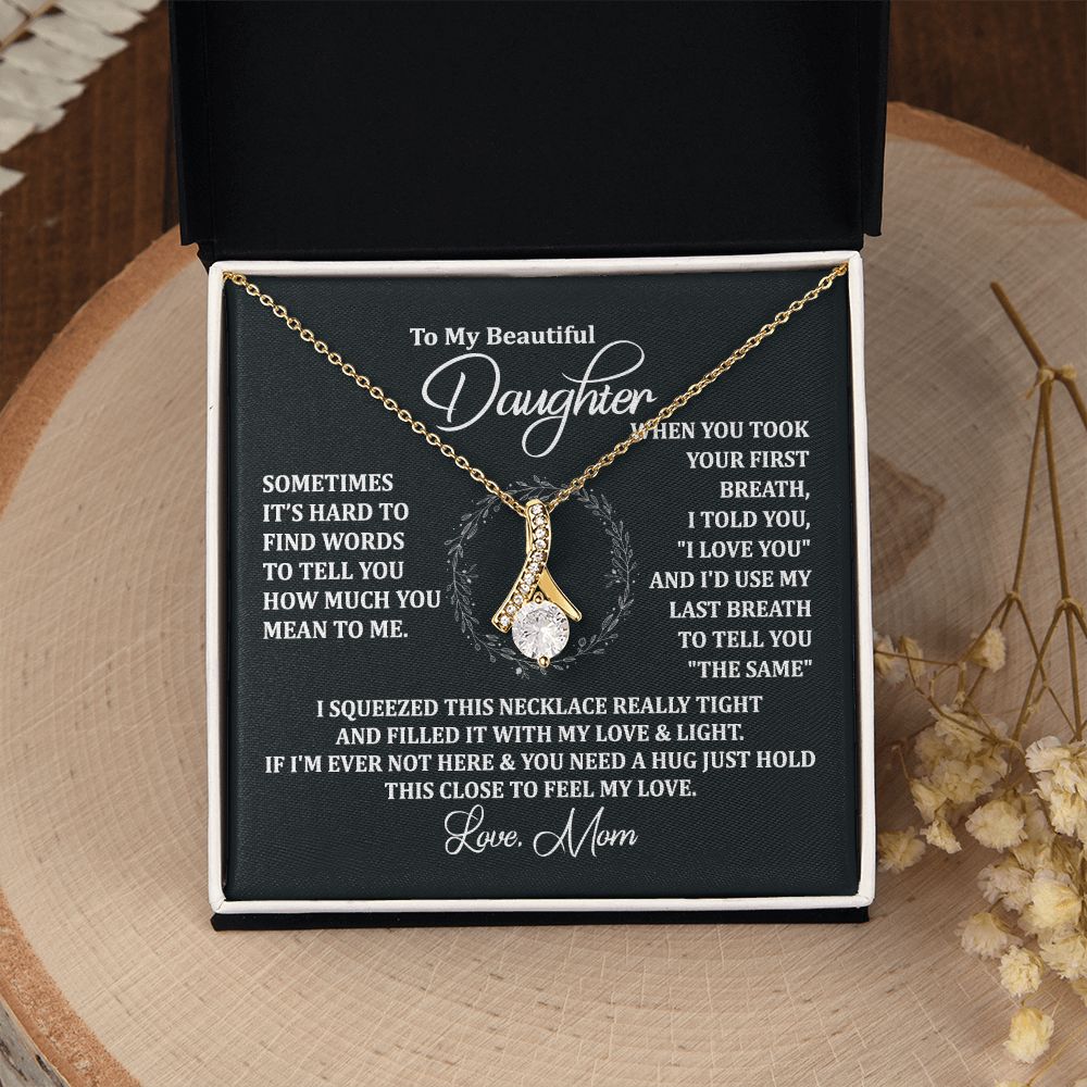Mother Daughter Gift Ideas, To My Daughter Gift Necklace from Mom, Jewelry Pendant Present for Daughter, Birthday Christmas Gift Graduation Gifts for Daughters, Mother and Daughter Necklace 2135 Alluring Beauty Necklace