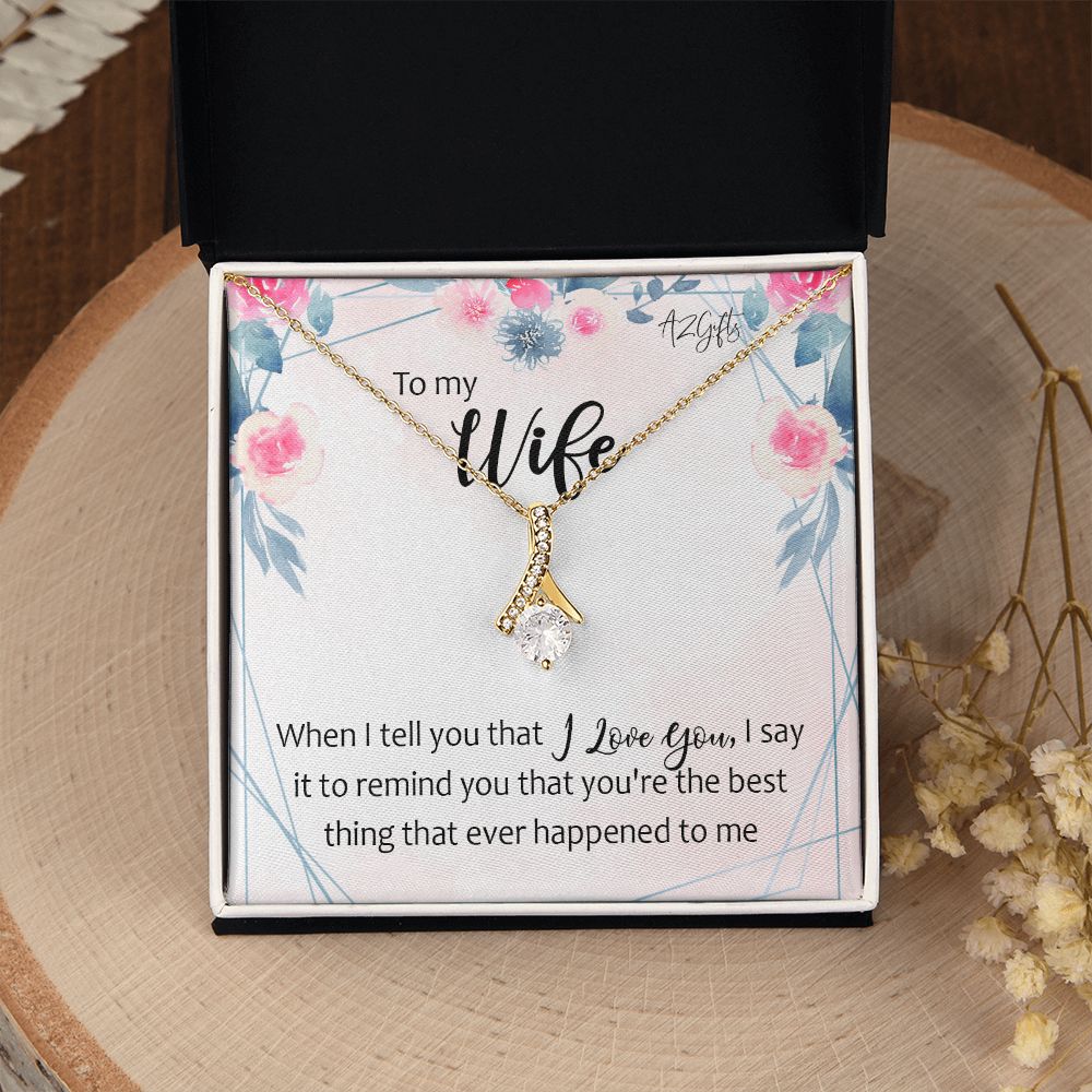 To My Wife Necklace from Husband, Personalized Necklace for Women, Luxury Necklace for Wife from Man Men, Wedding Anniversary Present For Wife, Beautiful Wife Jewelry Christmas Birthday Gifts For Wife Alluring Beauty Necklace