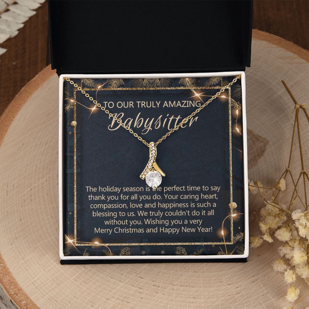 Babysitter Christmas Necklace Gift, Babysitter Gift, Christmas Babysitter Gift from Family, Merry Christmas Day Gift, Holiday Gift, Babysitter Necklace for Women 301 Alluring Beauty Necklace
