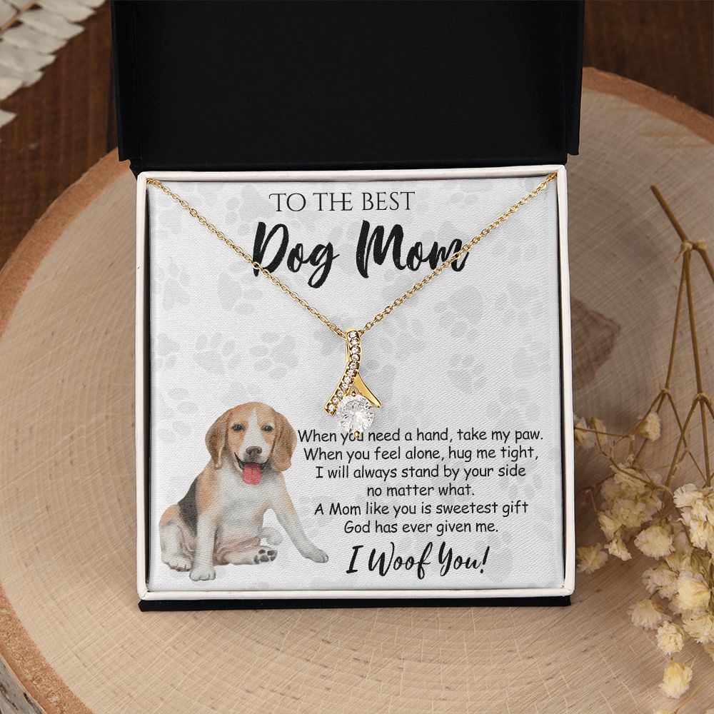 To The Best Beagle Dog Mom Knot Necklace Mother's Day Gift , I Woof You Quote Gift Card, Message Card Jewelry For Dog Lovers, Necklace For Mom Alluring Beauty Necklace