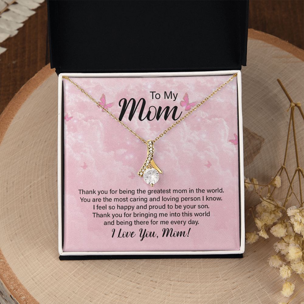 To My Mom Necklace, Gift For Mom, Mother's Day Gift from Daughter, Mom Jewelry Gift for Mothers Day, Birthday Gift for Mother, Moms Gift from Daughter Son, Necklace for Mom Mother 24 Alluring Beauty Necklace