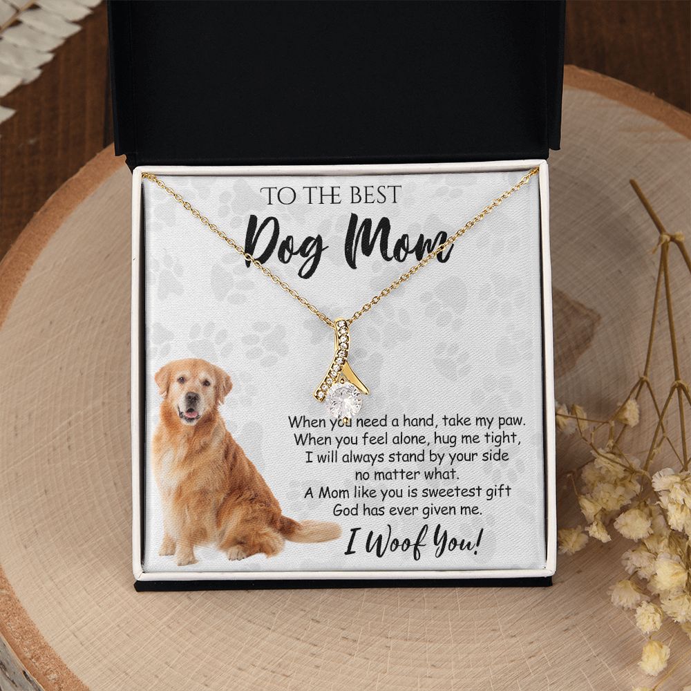 To The Best Golden Retriever Dog Mom Knot Necklace Mother's Day Gift , I Woof You Quote Gift Card, Message Card Jewelry For Dog Lovers, Necklace For Mom Alluring Beauty Necklace