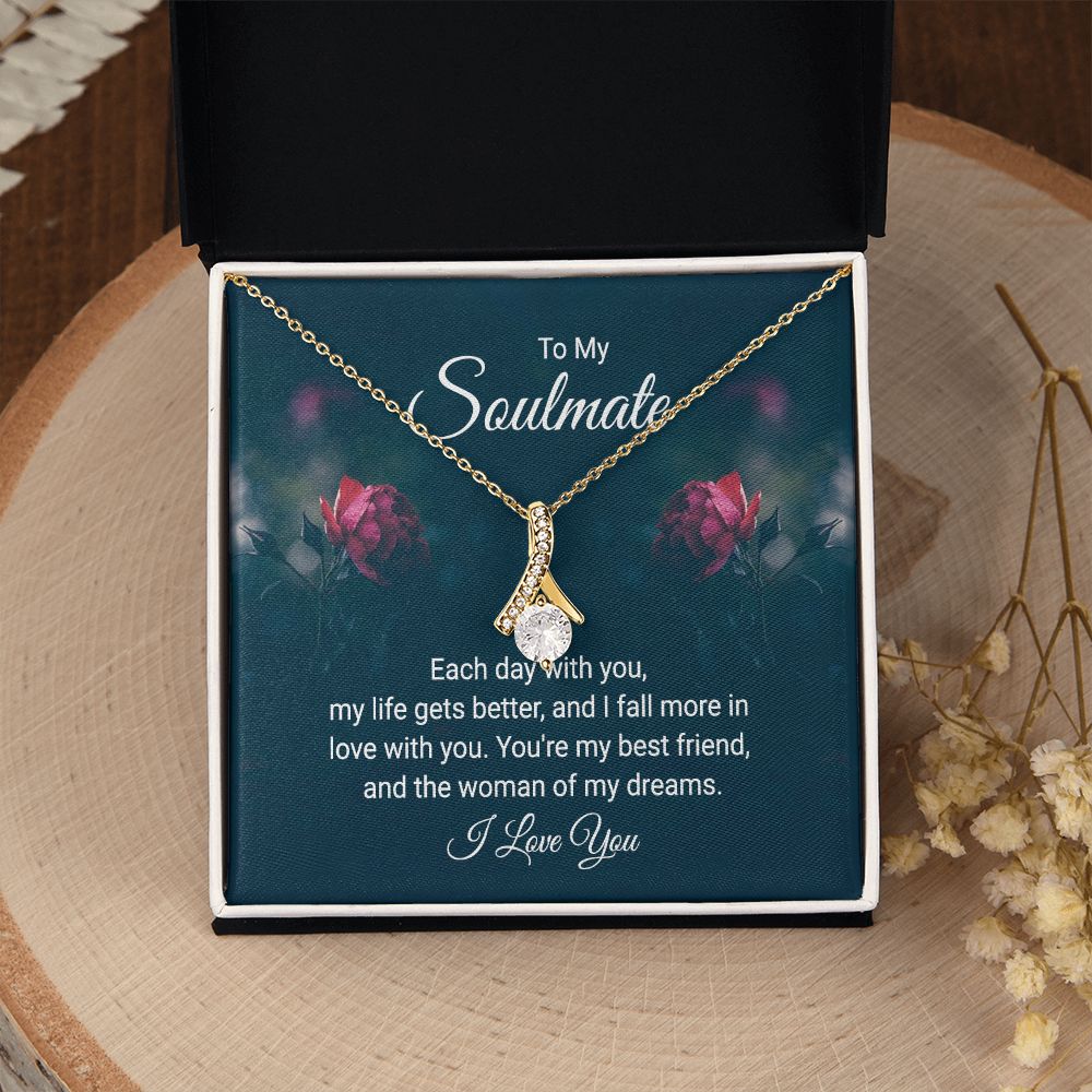 To My Soulmate Necklace for Women Birthday Christmas Jewelry Gifts For My Wife with Message Card Box Personalized Gift Present Pendant for Future Wife Soulmate Girlfriend Love 20 Alluring Beauty Necklace